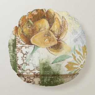 Decorativ Fresco-design med lobe-blomma Rund Kudde