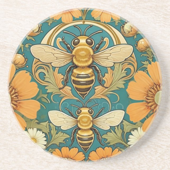 Decorativ keramik Tile art nouveau Humla Underlägg (Framsidan)