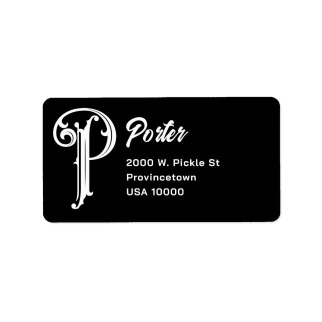 Decorativ Monogram P Adress Adressetikett (Framsidan)
