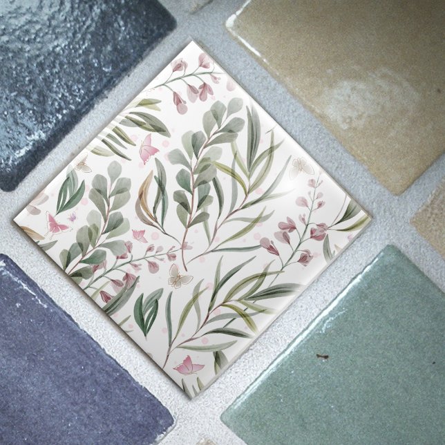 Decorativ platta för botaniska och fjärilsmusslor kakelplatta (Skapare uppladdad)
