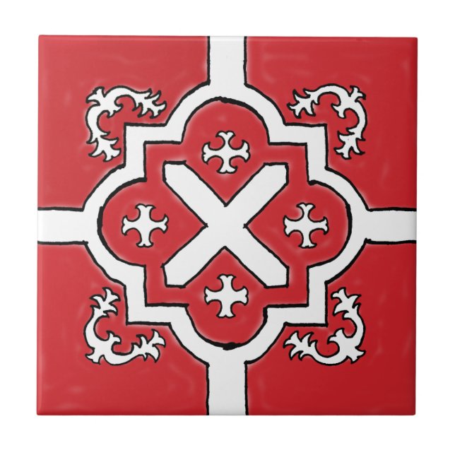 Decorativ röd spansk Stil Kakelplatta (Framsidan)