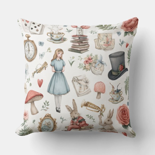 Decorative Alice in Wonderland Throw Pillow Kudde (Framsida)
