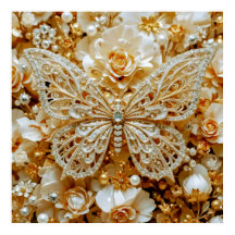 Decorative Art Silver och Guld - Butterflies #1