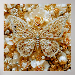 Decorative Art Silver och Guld - Butterflies #1 Poster