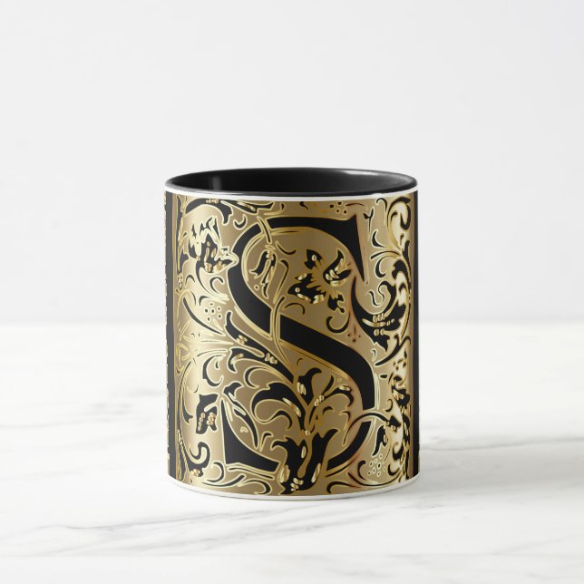Decorative Black och Guld Brev S-kaffe Mugg (Center)