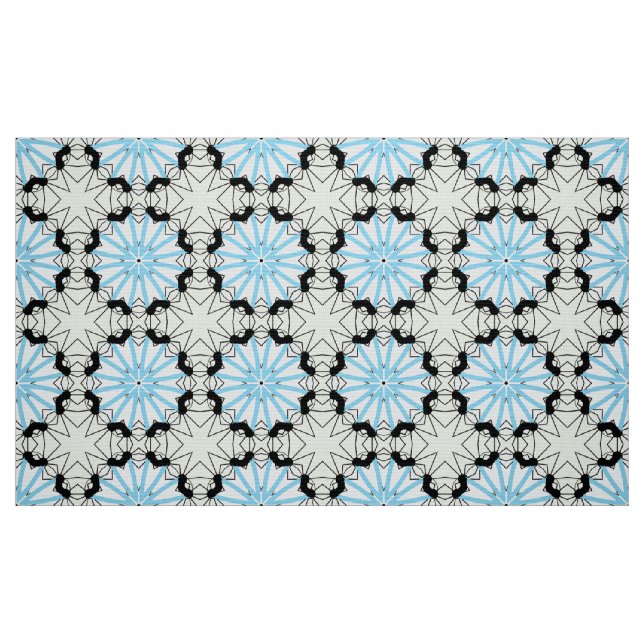 Decorative blue and black geometric pattern  tyg (Fat Quarter)