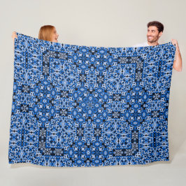 Decorative Blue Denim Satin Mandala Quilt Mönster Fleecefilt