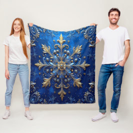 Decorative Blue Gold Fleece Blanket