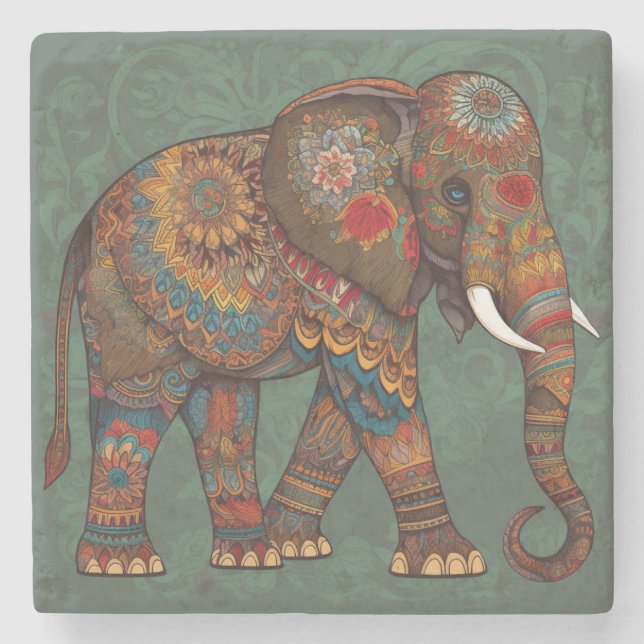 Decorative Boho Elephant Artwork Stenunderlägg (Framsidan)