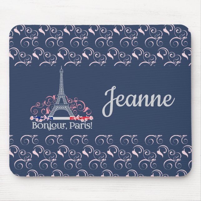 Decorative Bonjour Paris Personalized Name Musmatta (Framsidan)
