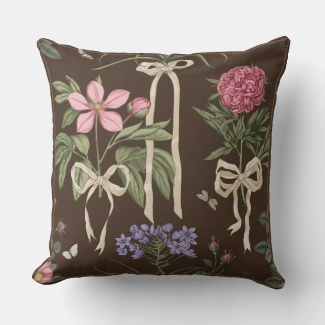 Decorative botanical Floral Bow Throw Pillow Kudde (Framsida)