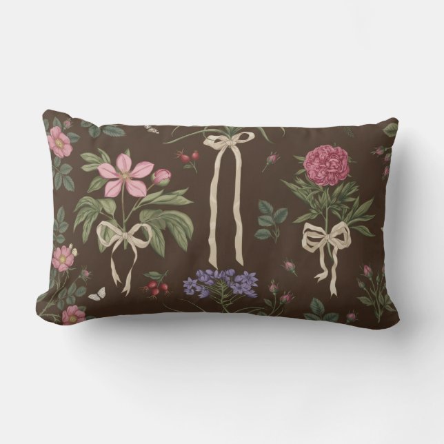 Decorative botanical Floral Bow Throw Pillow Lumbarkudde (Framsida)