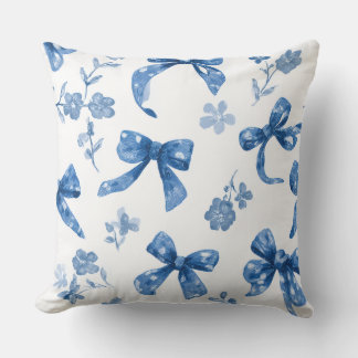 Decorative Bow and Flowers Throw Pillow Kudde