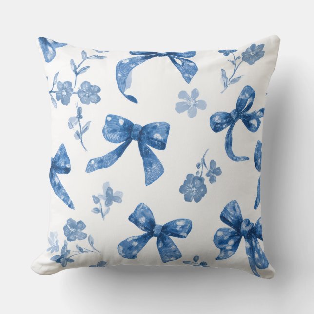 Decorative Bow and Flowers Throw Pillow Kudde (Framsida)