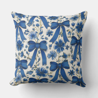 Decorative Bow and Flowers Throw Pillow Kudde