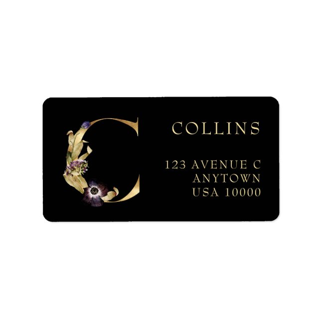 DECORATIVE BREV C med Pumpkin Monogram-etikett Adressetikett (Framsidan)