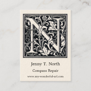 Decorative Brev ’N Woodcut Woodblock Initial Visitkort