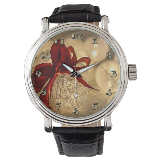 Decorative Christmas Ball and Bow Armbandsur (Framsida)