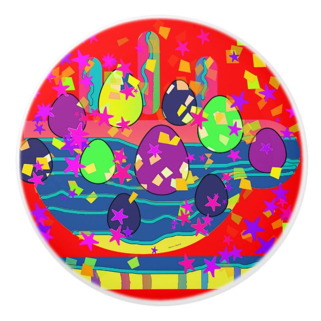 Decorative Coffee And Eggs Ceramic Drawer Pull Knopp (Framsidan)