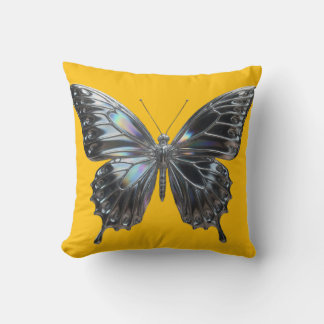 Decorative cushion with elegant silver butterfly  kudde