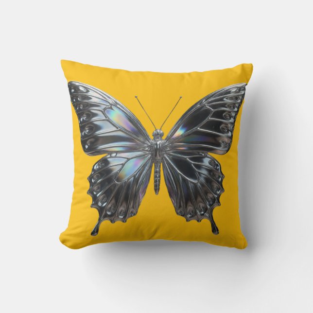 Decorative cushion with elegant silver butterfly  kudde (Framsida)