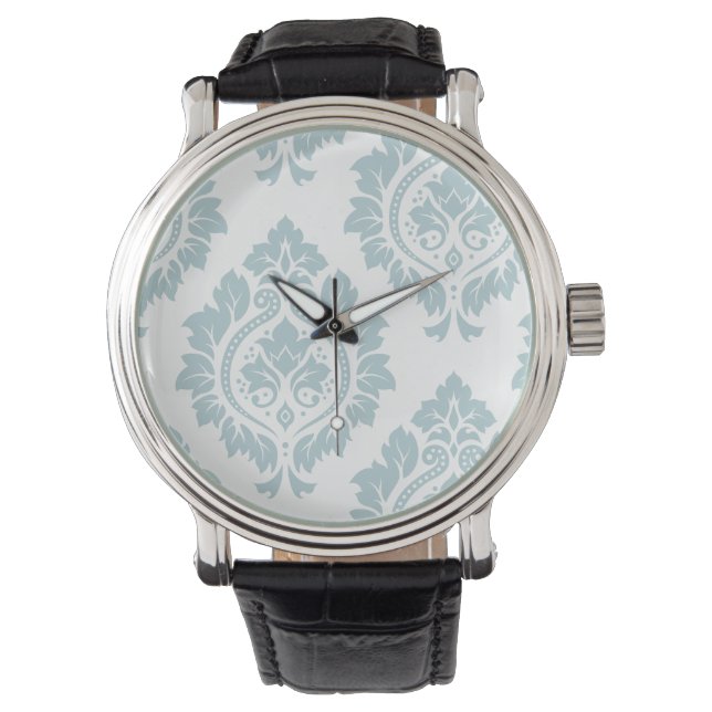 Decorative Damask Art I Duck Egg Blue on White Armbandsur (Framsida)