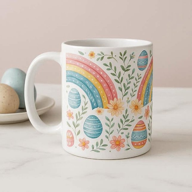 Decorative Easter Eggs Pastel Spring Rainbow Theme Kaffemugg (Decorative Easter Eggs Pastel Spring Rainbow Theme Coffee Mug)
