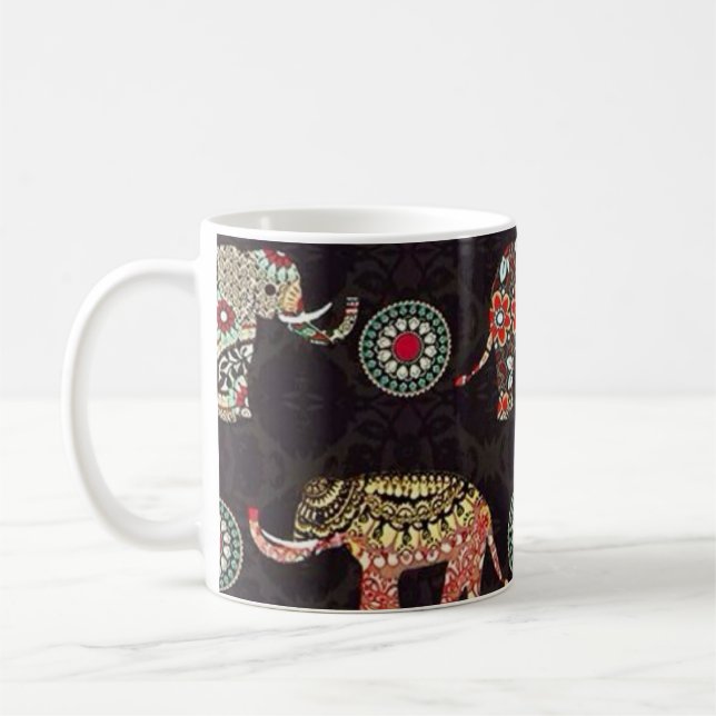 Decorative Elephant Pattern Mug Kaffemugg (Vänster)