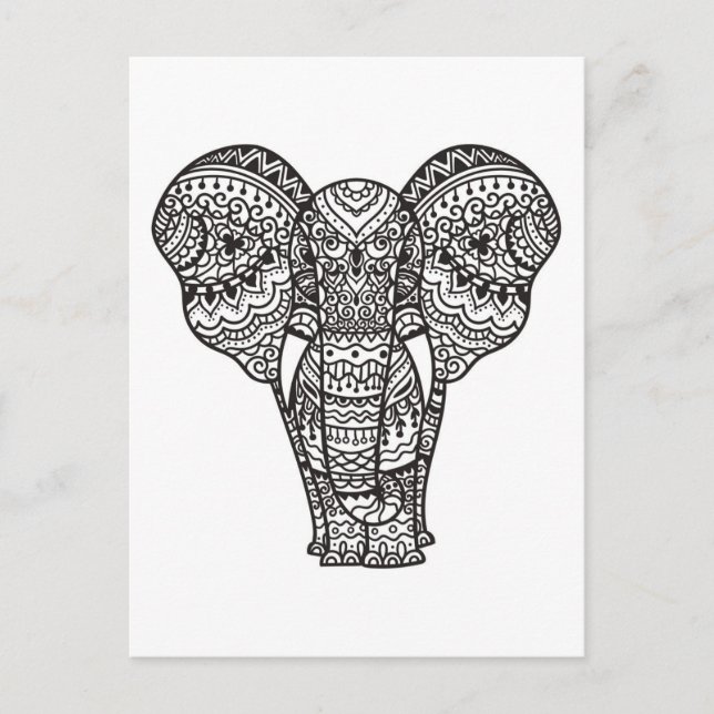 Decorative Elephant Stil Vykort (Framsida)