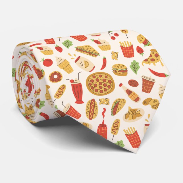 Decorative Fast Food Mönster Neck Tie Slips (Rullad)