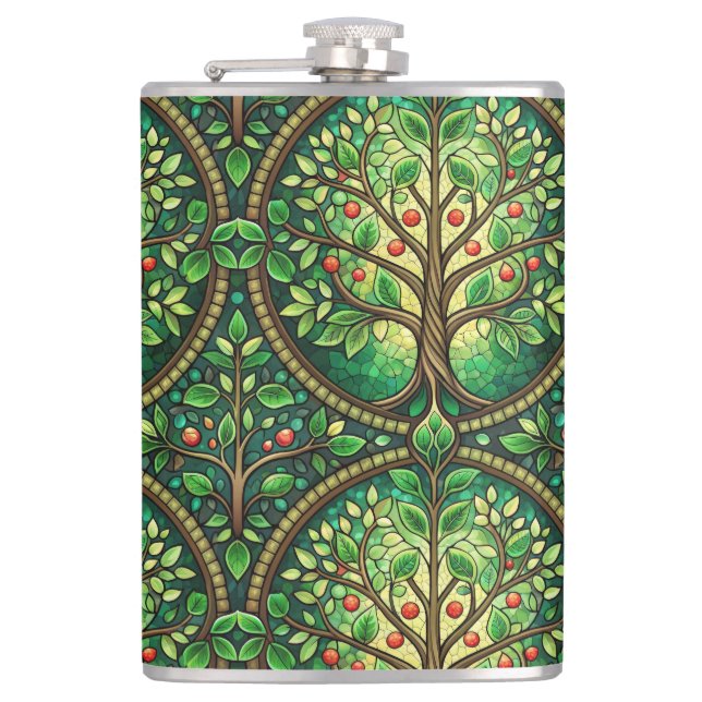 Decorative flask featuring a vibrant tree design  fickplunta (Framsidan)
