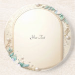Decorative Floral Frame Sandstone Coaster Underlägg<br><div class="desc">Beautiful Decorative Floral Frame with Pearls Sandstone Coaster</div>