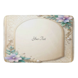 Decorative Floral Frame with Pearls Bath Mat Badrumsmatta