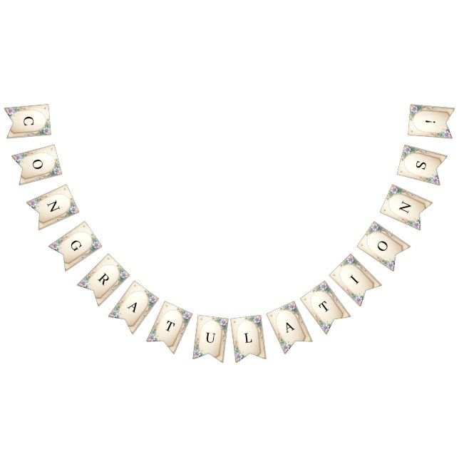 Decorative Floral Frame with Pearls Bunting Flag Vimplar (Alla)