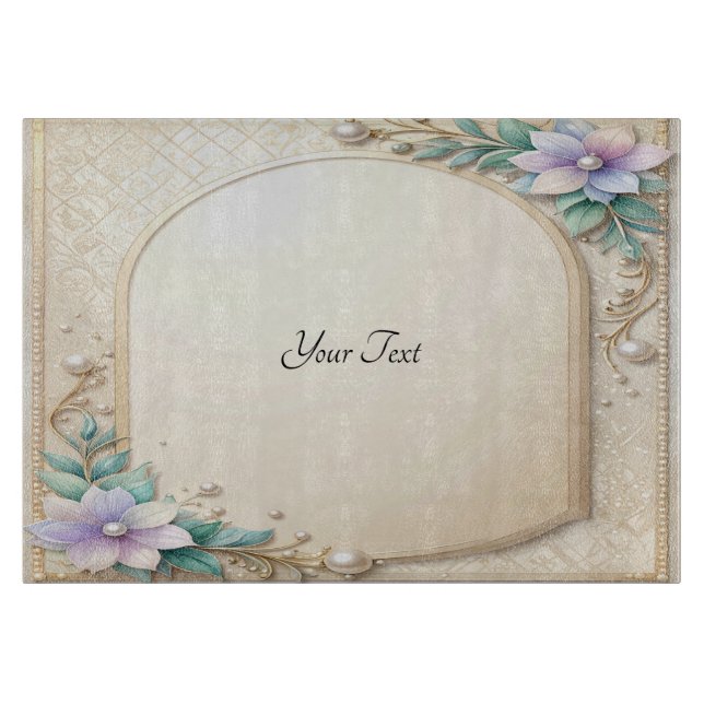 Decorative Floral Frame with Pearls Cutting Board (Framsidan)