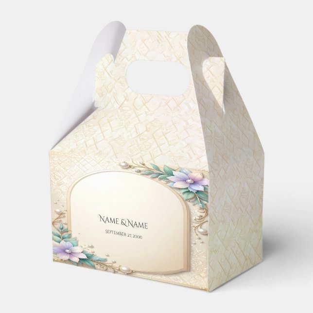 Decorative Floral Frame with Pearls Favor Box Presentaskar (Framsidan Sidan)