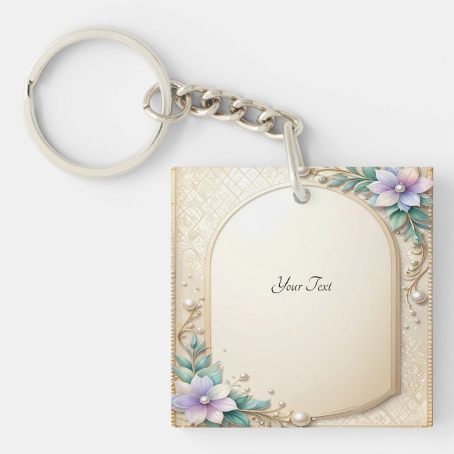 Decorative Floral Frame with Pearls Keychain (Framsidan)