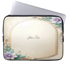 Decorative Floral Frame with Pearls Laptop Sleeve