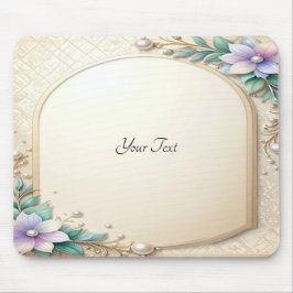Decorative Floral Frame with Pearls Mousepad Musmatta