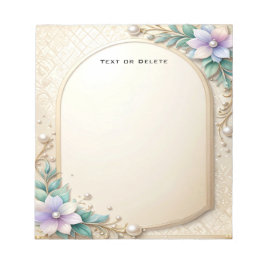 Decorative Floral Frame with Pearls Notepad Anteckningsblock