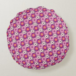 Decorative Floral pattern Pink Purple Astra Modern Rund Kudde