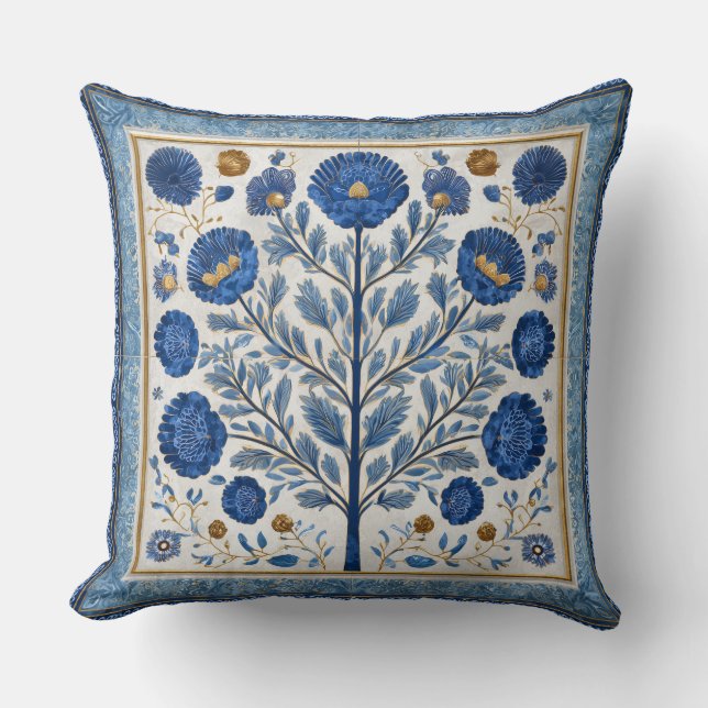 Decorative Floral & Tree Throw Pillow Kudde (Framsida)