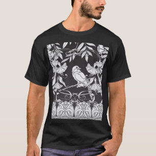 Decorative Flowers Bird Nouveau Poster T Shirt