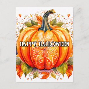 Decorative Freshly Harvested Halloween Pumpkin Vykort