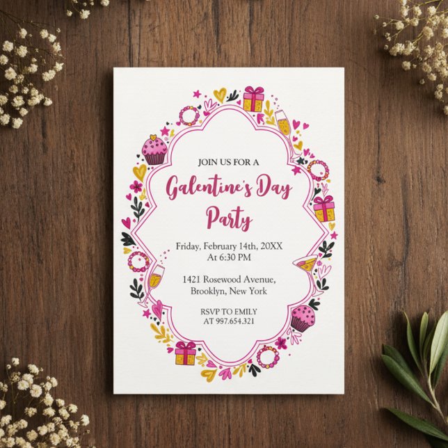 Decorative Galentines Invitation Oval Frame Inbjudningar (Skapare uppladdad)