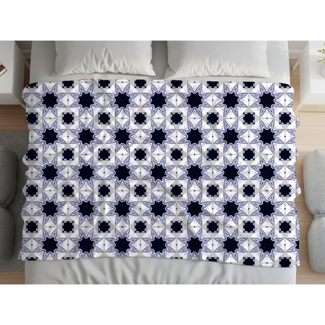 Decorative geometric patterned baby blue star fleecefilt (Skapare uppladdad)