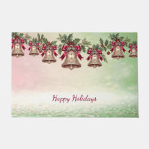 Decorative Golden Bells Holiday Doormat