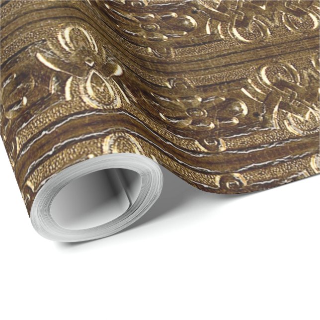Decorative Golden Brown Mönster Elegant Presentpapper (Rullad Hörn)