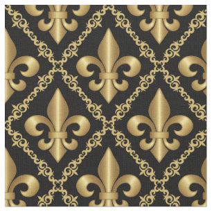 Decorative Golden Fleur-de-Lis Mönster Tyg