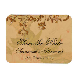 Decorative Golden Flowers och Peonies Boho Bröllop Magnet